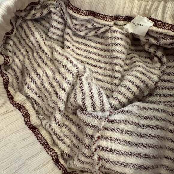 By the River Burgandy/Cream Cottonblend High Waist Jogger Pockets/ Large - Picture 9 of 11